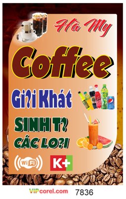 File PSD Biển vẫy Hà My coffee - giải khát sinh tố các loại (gốc) tách lớp chi tiết