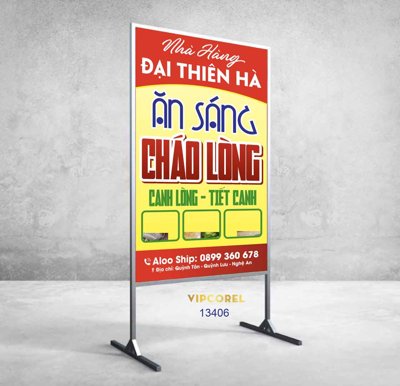 File in lụa Biển vẫy Nhà hàng Đại Thiên Hà - ăn sáng cháo lòng (chất lượng cao) Biển vẫy Nhà hàng Đại Thiên Hà - ăn sáng cháo lòng