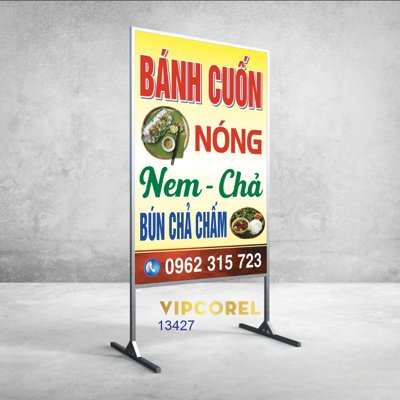 File in ấn Biển vẫy QC bánh cuốn nóng file corel (bản gốc) từ file gốc