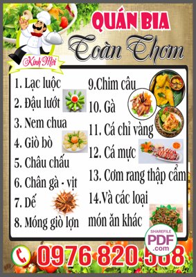 File tranh Biển vẫy Quán Bia Toàn Thơm file PDF & CDR (file gốc) chủ đề phong thủy