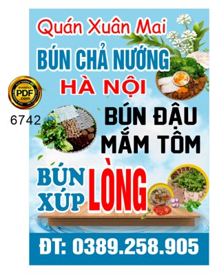 File ảnh Biển vẫy Quán Xuân Mai - Bún chả nướng Hà Nội (gốc) in Hiflex