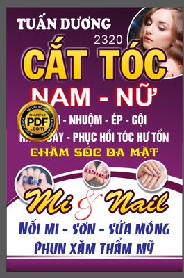 File gốc Biển vẫy cắt tóc Tuấn Dương - chăm sóc da mặt file CDR (in lụa) họa tiết 3D