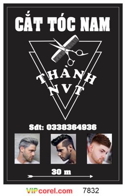 Download file gốc Biển vẫy cắt tóc nam Thành NVT file corel (in lụa) tranh 3D