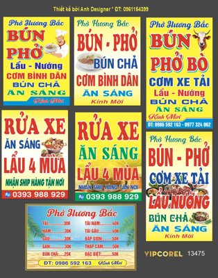 Download file Biển vẫy quảng cáo Ăn sáng - bún phở - rửa xe (gốc) in mica đèn LED