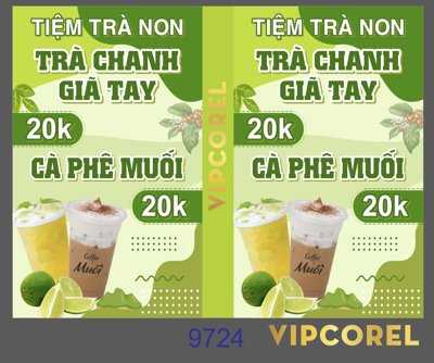 File tranh gốc Biển vẫy tiệm trà non - trà chanh giã tay - cà phê muối (bản quyền) độc đáo