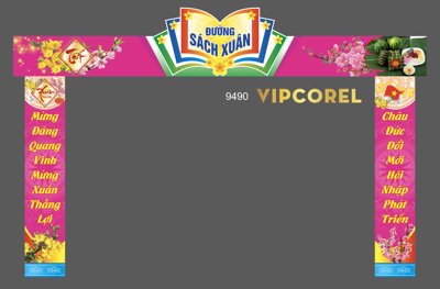 Tải về file tranh gốc Cổng tết lễ hội Đường Sách xuân - ngày hội sách (để in quảng cáo)