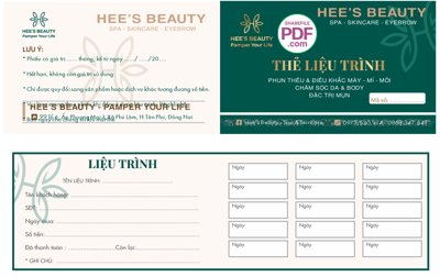 File in ấn Card visit Hee's beauty spa - thẻ liệu trình file PDF & CDR (bản gốc) cao cấp
