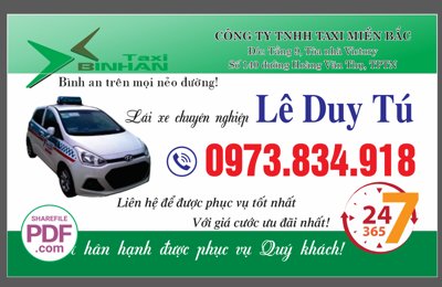 File ảnh Card visit Taxi lái xe Lê Duy Tú file PDF & CDR (gốc) in decal dán tường
