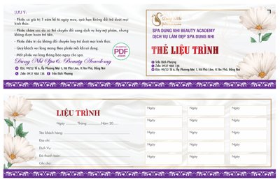 Download file gốc Card visit Thẻ liệu trình - spa Dung Nhi Beauty Academy file PDF & CDR (in mica) 3D