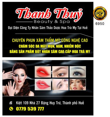 Download file gốc Card visit Thanh Thủy Beauty & Spa file corel (in mica) trang trí