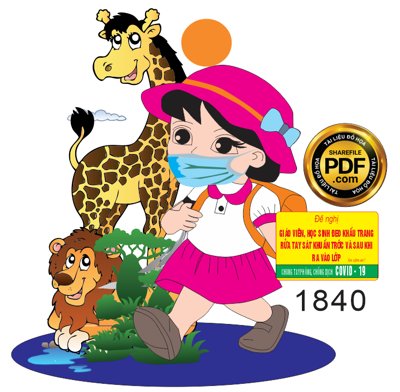 File tranh Chibi trẻ em phòng chống dịch bệnh covid-19 file CDR X7 (ảnh gốc) độc quyền