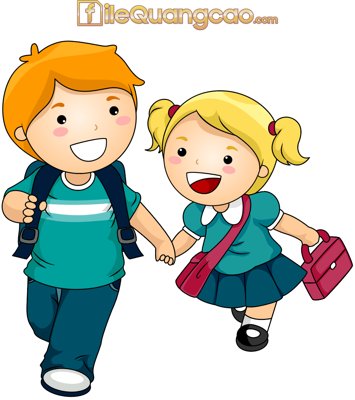 File tranh gốc Download Kids Going School Vector - Trang trí mầm non chủ đề hiện đại