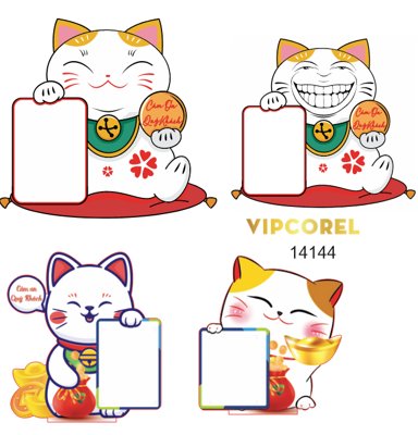 File in lụa File corel mã quét QR hình con mèo dễ thương (tân cổ điển) File corel mã quét QR hình con mèo dễ thương