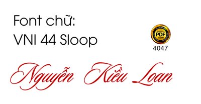 Tải file gốc Font chữ tiếng Việt VNI 44 Sloop dùng trong thiệp cưới (bản PSD) còn layer