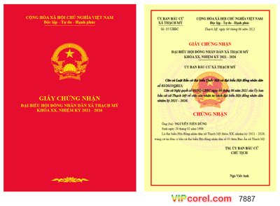 Tải file gốc Giấy chứng nhận đại biểu HĐND xã Thạch Mỹ (in khổ lớn) không mờ