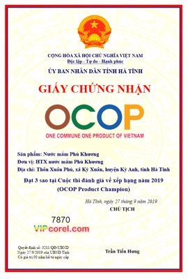 Mua file ảnh gốc Giấy chứng nhận sản phẩm OCOP - tỉnh Hà Tĩnh (chất lượng cao)