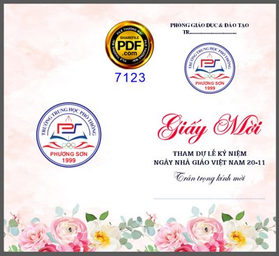 File tranh in trần 3D Giấy mời 20-11 trường THPT Phương Sơn file corel (ảnh gốc)