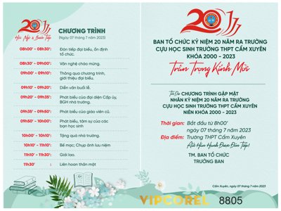 Download file gốc Giấy mời kỷ niệm 20 năm ngày ra trường 2024 (in lụa) nghệ thuật