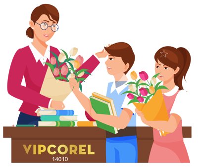 File gốc Hình học sinh tặng cô một bó hoa 20/11 file corel (in tráng gương) sang trọng