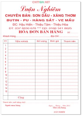 Download file gốc Hóa đơn bán hàng Luận Nghiêm file Corel (in lụa) hoa lá