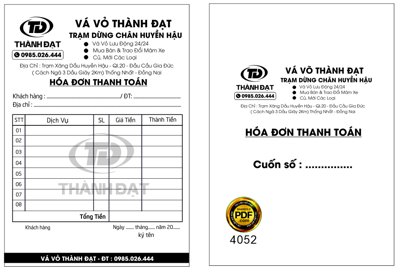 Chi tiết file gốc Hóa đơn vá vỏ Thành Đạt - trạm dừng chân Huyền Hậu file corel (cho in tráng gương)