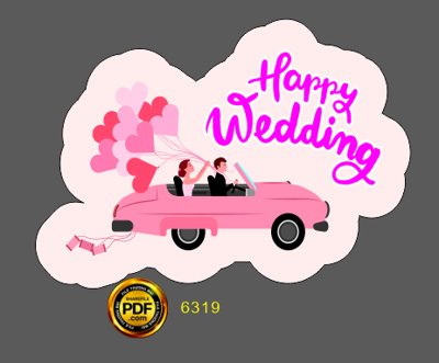 Chi tiết file tranh tráng gương Hashtag đám cưới "Happy Wedding" file cdr x7 (ảnh gốc)