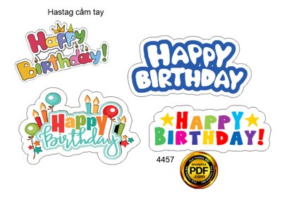 File gốc Hastag cầm tay Happy Birthday file corel cho in ấn và thiết kế