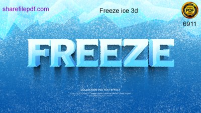 File tranh gốc in trần nhà Hiệu ứng chữ PSD - Freeze ice 3d file PSD 3D