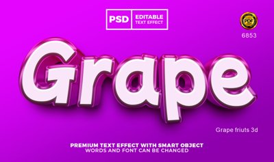 File PSD Hiệu ứng chữ PSD - Grape 3d text effect file PSD (bản gốc) đã tách nền