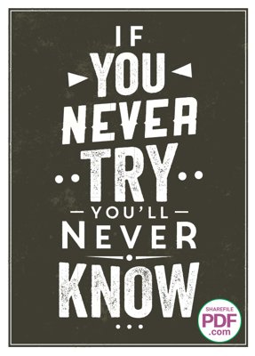 Download file gốc If you never try you'll never know file vector PDF (in mica) trang trí