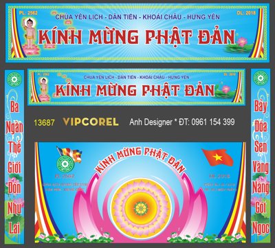 File in trần Khánh tiết trang trí kính mừng đại lễ Phật Đản (file gốc) hoa văn 3D