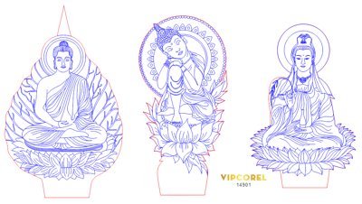File gốc Khắc laser mica làm đèn led chủ đề phật giáo file corel (in tráng gương) ốp tường