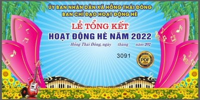 File tranh in mica Lễ tổng kết hoạt động hè xã Hồng Thái Đông file Corel (độ phân giải cao)