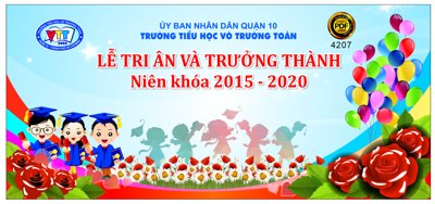 Download file tranh PSD Lễ tri ân và trưởng thành trường tiểu học Võ Trường Toản để chỉnh sửa