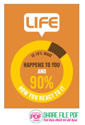 Download file Life is 10% happens to you and 90% how you react to it (gốc) in mica cao cấp