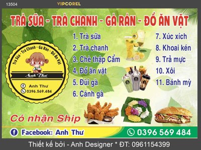 File ảnh Mẫu biển trà sữa - trà chanh - gà rán - đồ ăn vặt (gốc) in biển hiệu