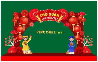 File tranh Mẫu cổng tết chào xuân Giáp Thìn 2024 #5 (ảnh gốc) không bị mờ