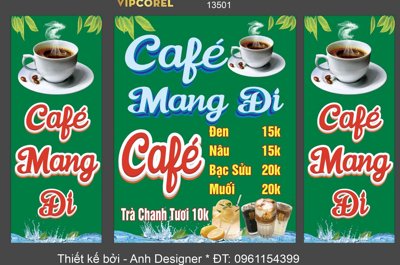 File in ấn cao cấp Mẫu dán xe cà phê mang đi màu xanh lá (file gốc)