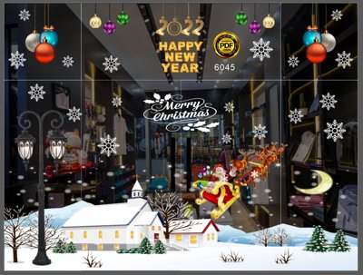 File ảnh Mẫu decal dán kính lễ giáng sinh 2023 #10 file corel (gốc) in decal dán tường