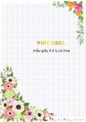 File ảnh Mẫu giấy 4 ô ly vector có hoa trang trí file corel (gốc) in backdrop sự kiện