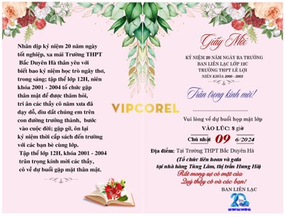 Tệp tin gốc Mẫu giấy mời kỷ niệm 20 năm ngày ra trường (dùng cho in) Mẫu giấy mời kỷ niệm 20 năm ngày ra trường