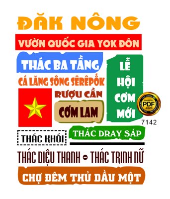 File tranh Mẫu in áo du lịch tỉnh Đăk Nông file corel (bản gốc) in canvas