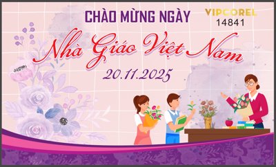 File tranh Mẫu mới market chào mừng ngày 20/11 file corel #4 (ảnh gốc) in trần 3D