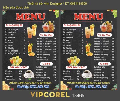File in trần Mẫu menu Hồng trà - trà hoa quả tone nền đen (file gốc) phong thủy