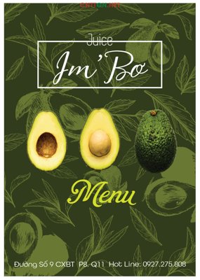 File PSD Mẫu menu Quán bơ I'm Bơ file CorelDRAW (nguyên gốc) chất lượng cao