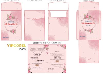 File gốc Mẫu thiệp cưới có phong bì - Lễ Thành hôn #7 (in tráng gương) sang trọng