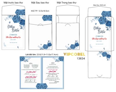 File gốc Mẫu thiệp cưới có phong bì - Lễ Thành hôn #8 (bản quyền) cho in ấn