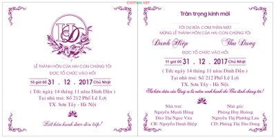 File tranh Mẫu thiệp cưới vuông #4 - Wedding Invitation file CDR (bản gốc) in canvas