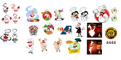 Mua file gốc Một số icon đầu bếp - nấu ăn - food restaurants (in ấn) tại Filetranh.com