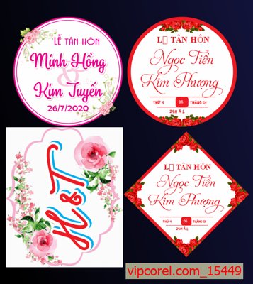 File gốc Một số mẫu bảng tên đám cưới đẹp file Vector (in ấn) màu sắc trung thực